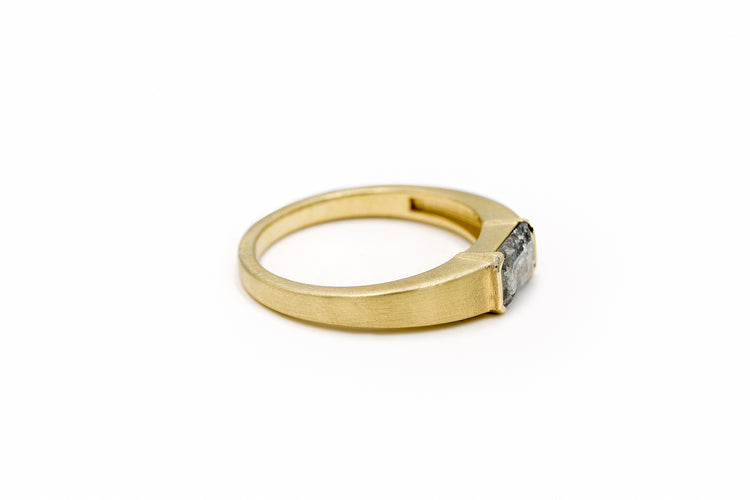 14ky 1.26ct Emerald Cut Salt and Pepper East-West Diamond Ring