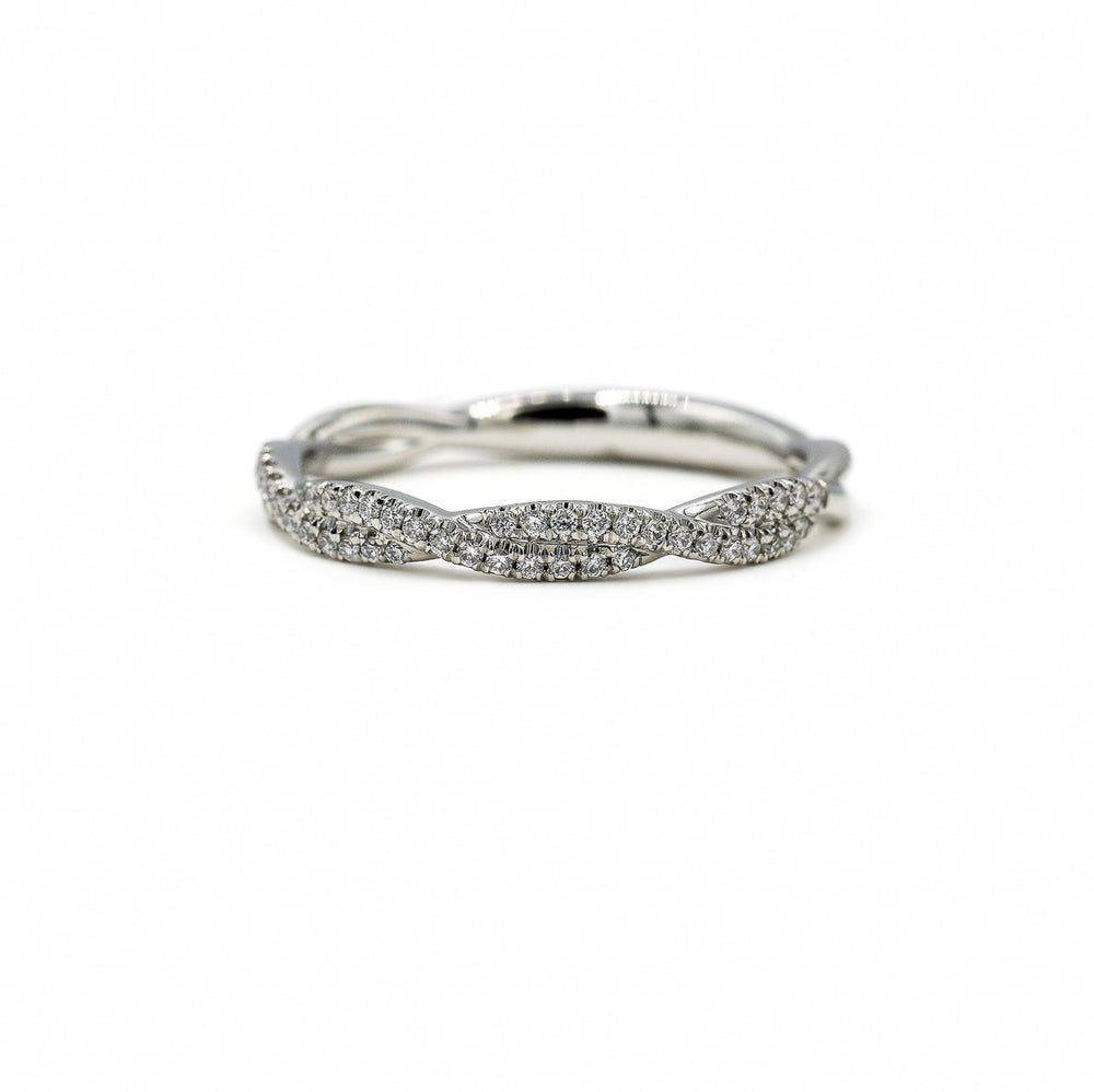 Platinum Lab .14ctw Double Pave Twist Diamond Band