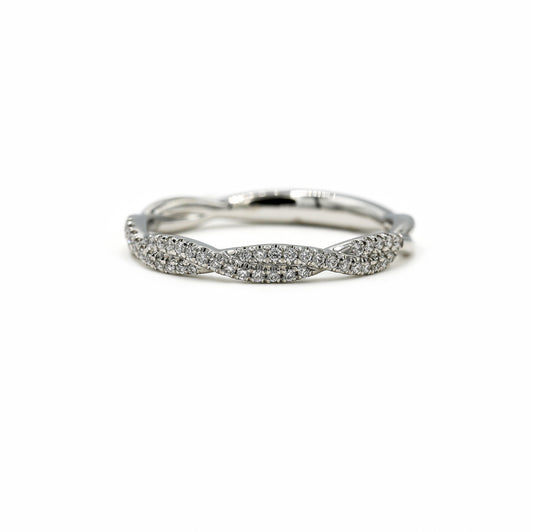 Platinum Lab .14ctw Double Pave Twist Diamond Band