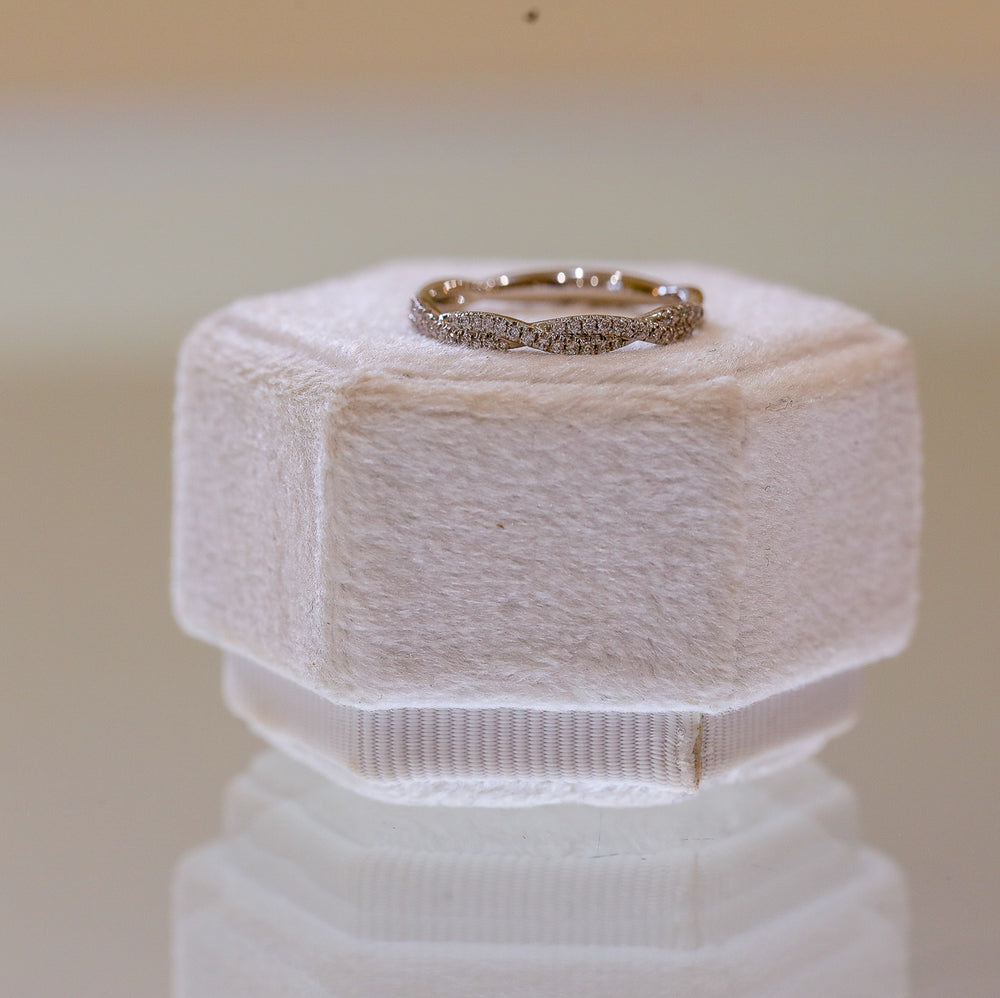 Platinum Lab .14ctw Double Pave Twist Diamond Band