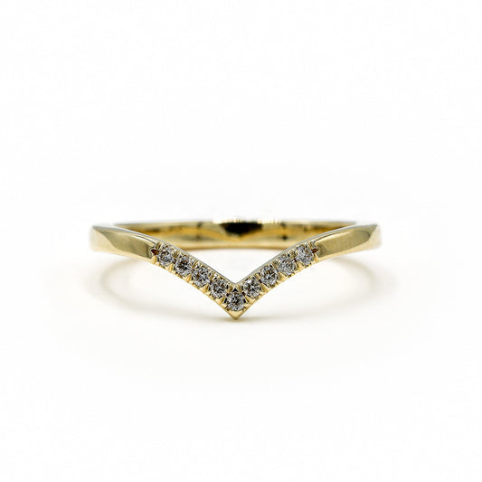 14ky .16ctw Pave Section Chevron Lab Grown Diamond Band