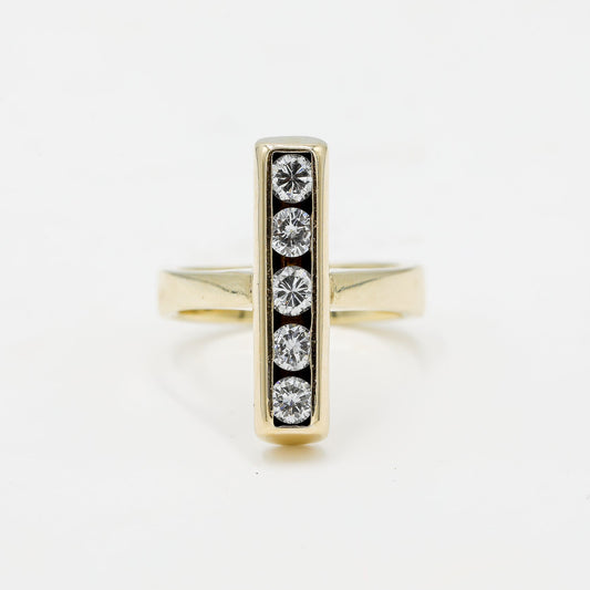 14ky 1.25ctw 5-Stone Vintage Channel-Set T-Bar Ring