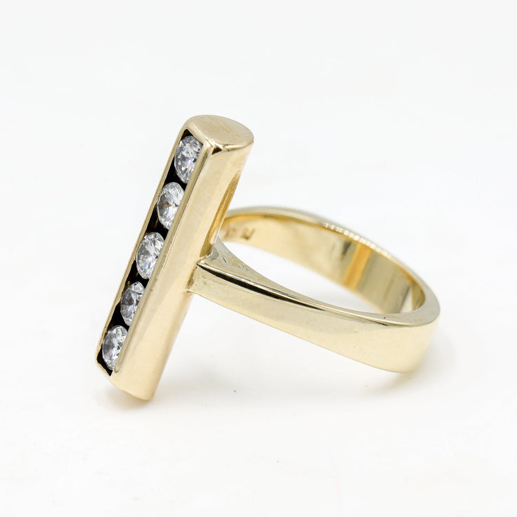 14ky 1.25ctw 5-Stone Vintage Channel-Set T-Bar Ring