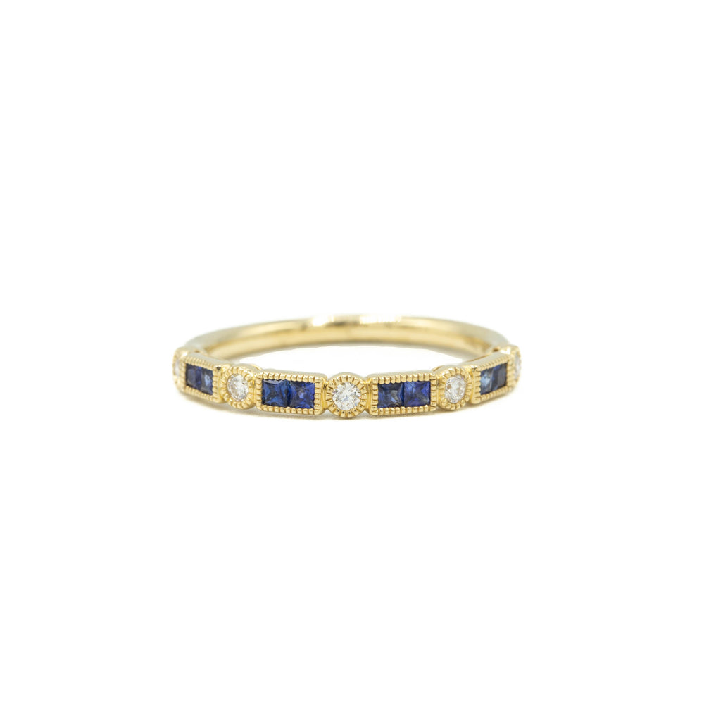 14ky Sapphire & Diamond Bezel Band