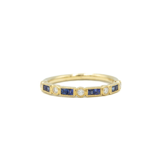 14ky Sapphire & Diamond Bezel Band