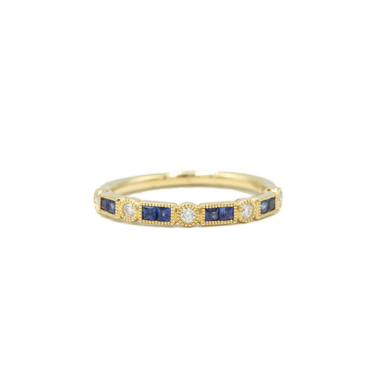 14ky Sapphire & Diamond Bezel Band