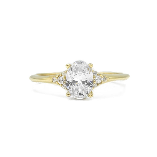 14ky Oval-Shaped "Maya" Tapered Diamond Ring