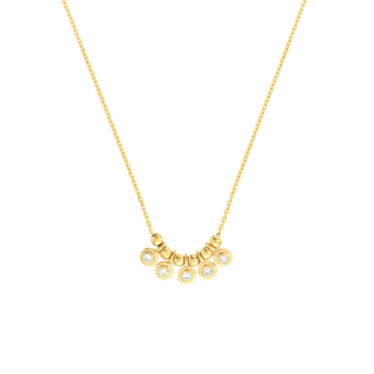 14ky 5-Diamond Bezel Necklace