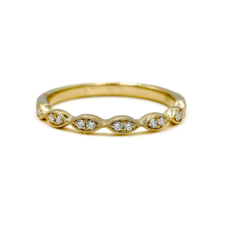 14ky .11ctw Marquise Milgrain Diamond Band
