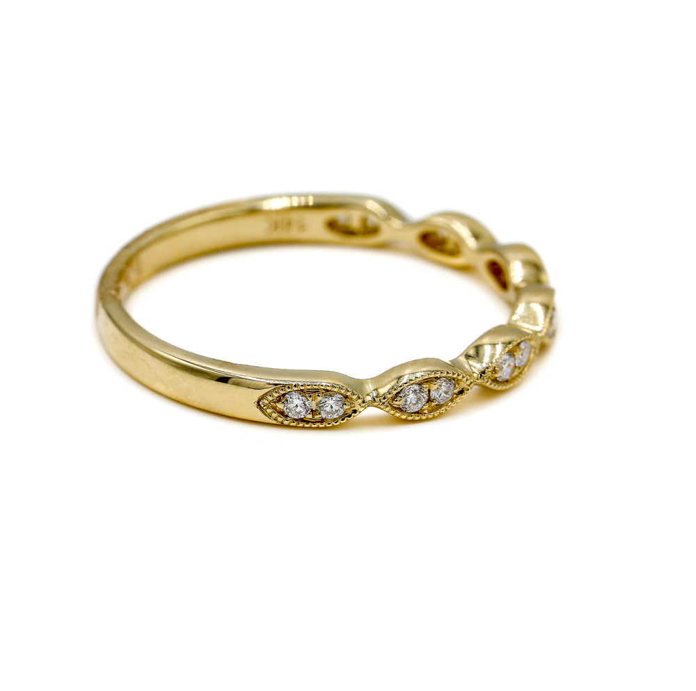 14ky .11ctw Marquise Milgrain Diamond Band