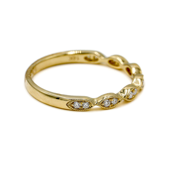 14ky .11ctw Marquise Milgrain Diamond Band