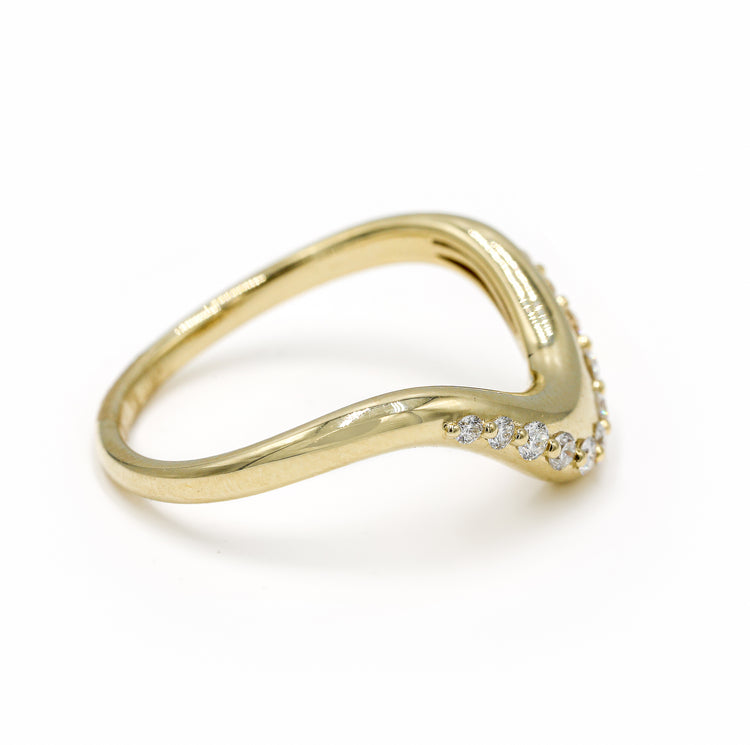 14ky .20ctw Offset Single Prong Diamond Wave Band