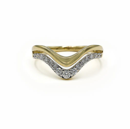 14ky .40ctw Double Pave & Gold Wave Diamond Band