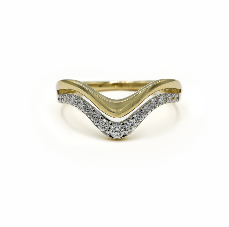 14ky .40ctw Double Pave & Gold Wave Diamond Band