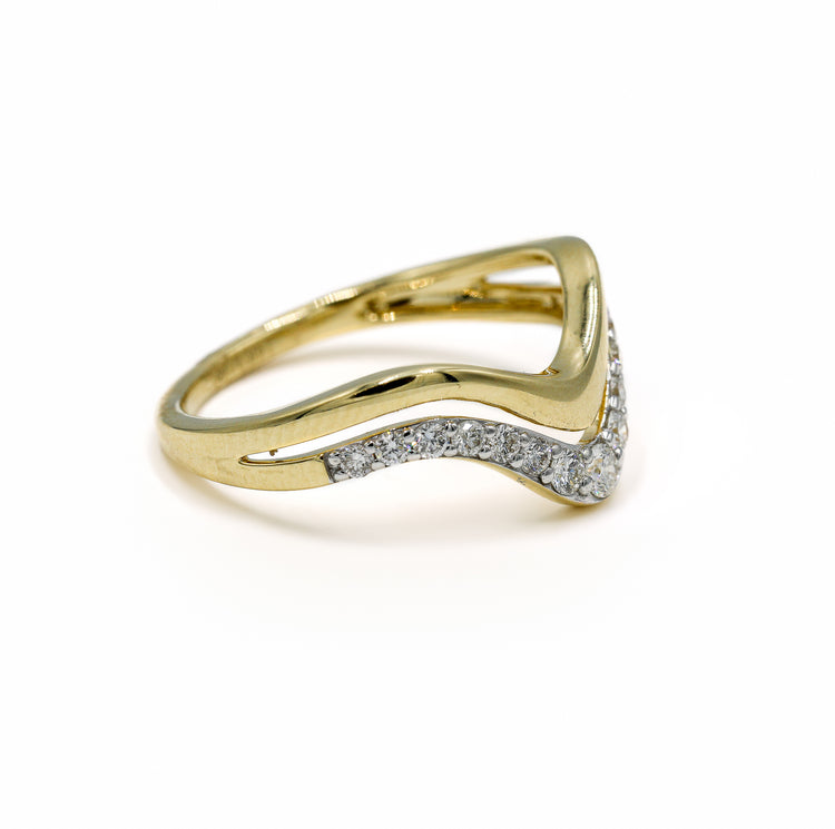 14ky .40ctw Double Pave & Gold Wave Diamond Band