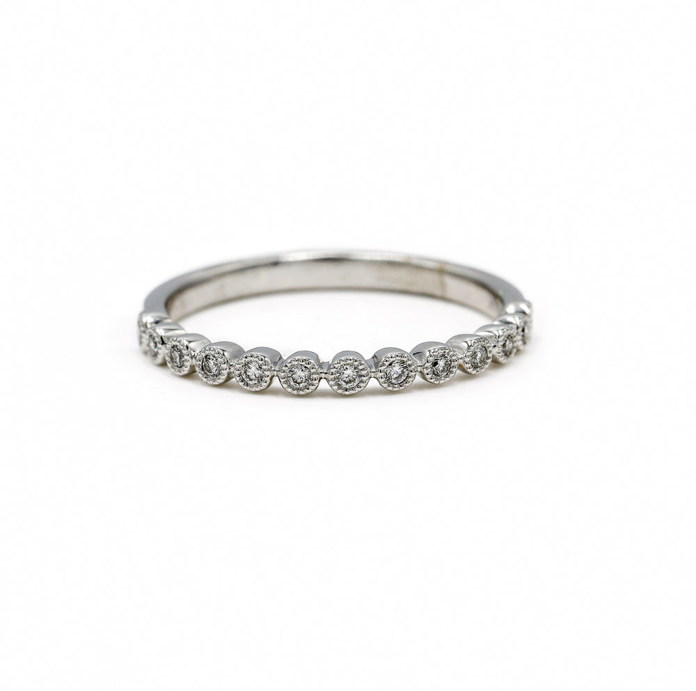 14kw 0.11ctw Round Bezel Band With Milgrain