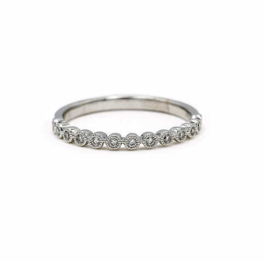 14kw 0.11ctw Round Bezel Band With Milgrain