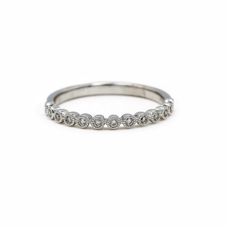 14kw 0.11ctw Round Bezel Band With Milgrain
