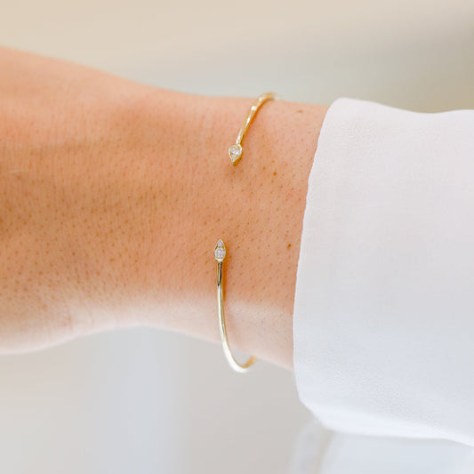 14ky .11ctw Bezel Diamond Cuff Bracelet