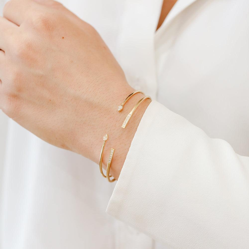 14ky .11ctw Bezel Diamond Cuff Bracelet