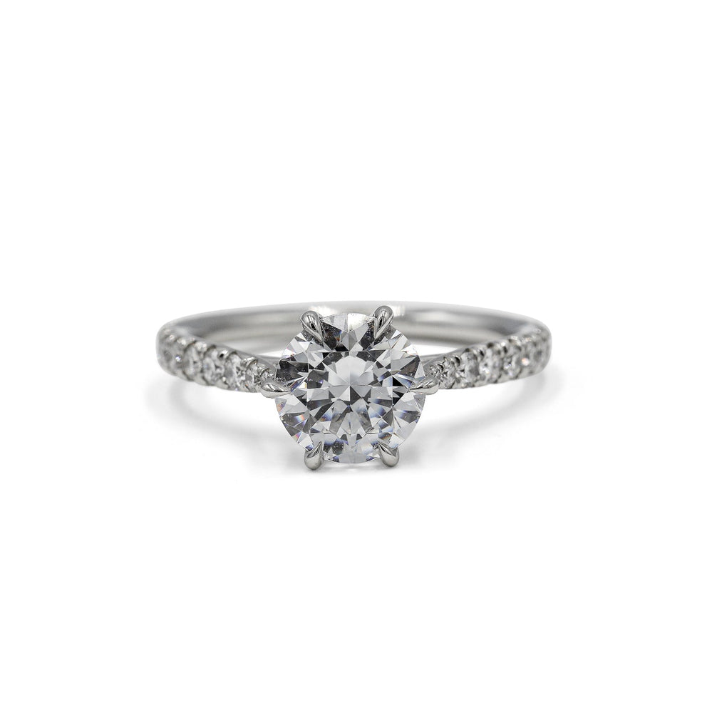 Platinum .32ctw 6-Prong French Set 7.2mm Cathedral Ring