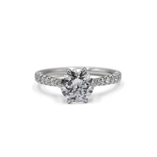 Platinum .32ctw 6-Prong French Set 7.2mm Cathedral Ring