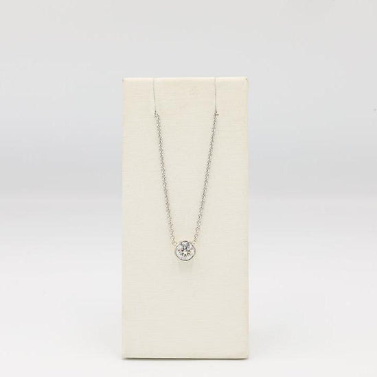 14kw .80ct Floating Bezel Diamond Necklace