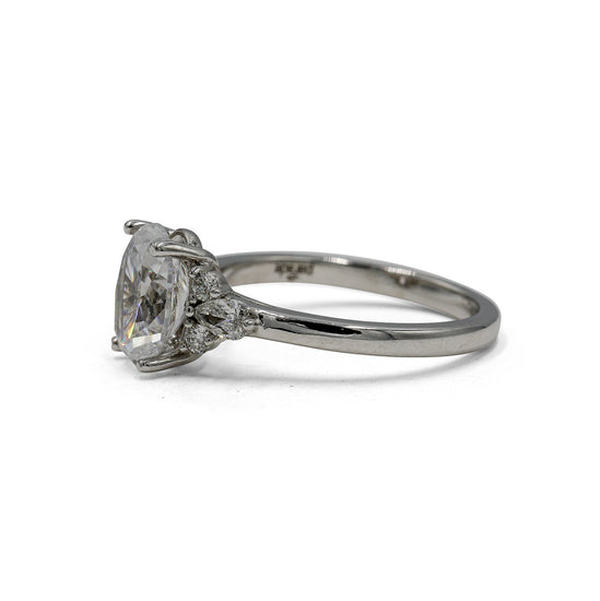 14kw Oval & .33ctw Baguette 3-Stone Lab Diamond Ring