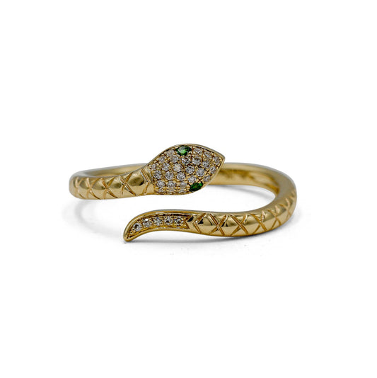 14ky Snake Wrap Diamond & Tsavorite Ring