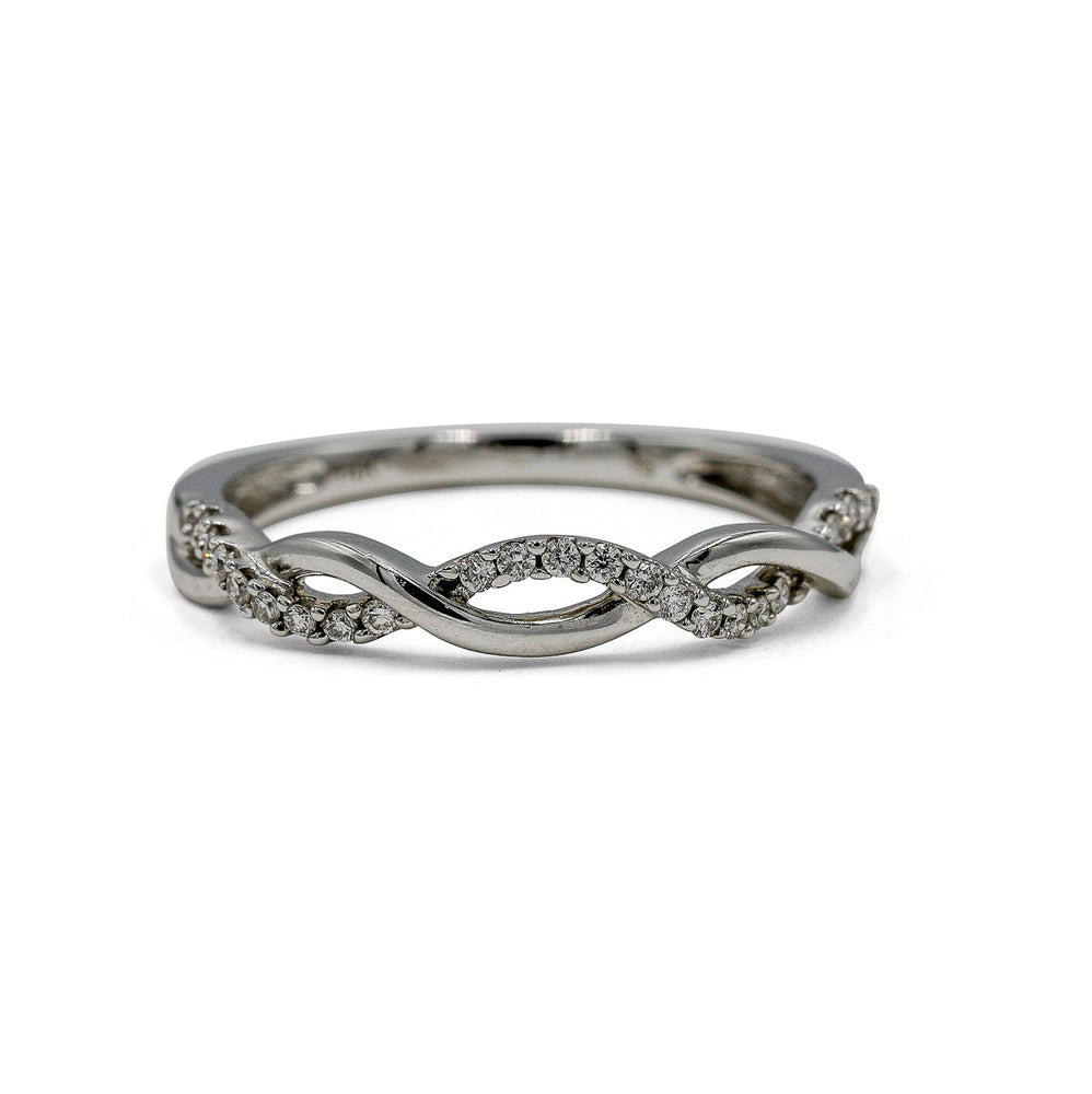 14kw .13ctw Open Pave Twist Diamond Band