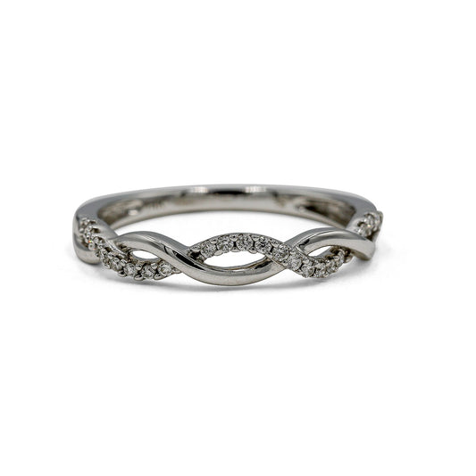 14kw .13ctw Open Pave Twist Diamond Band