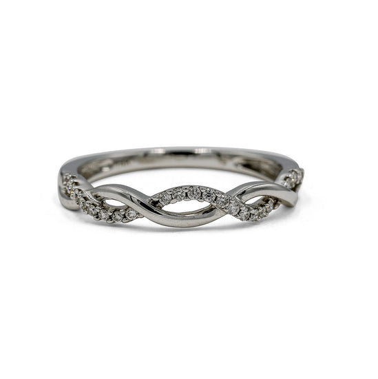 14kw .13ctw Open Pave Twist Diamond Band