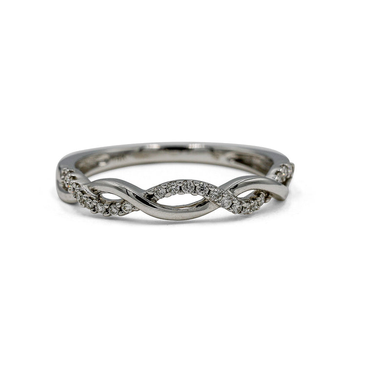 14kw .13ctw Open Pave Twist Diamond Band