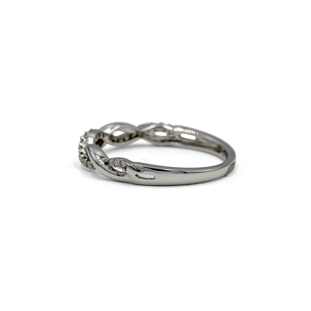 14kw .13ctw Open Pave Twist Diamond Band
