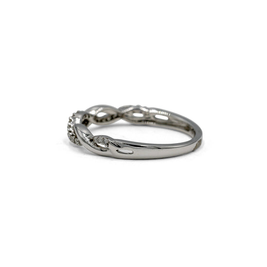 14kw .13ctw Open Pave Twist Diamond Band