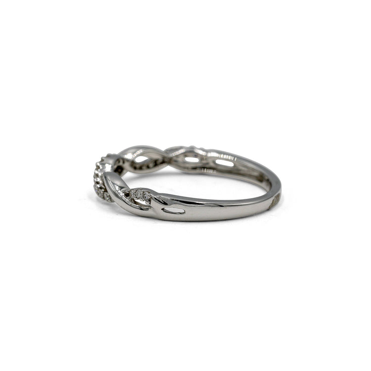 14kw .13ctw Open Pave Twist Diamond Band