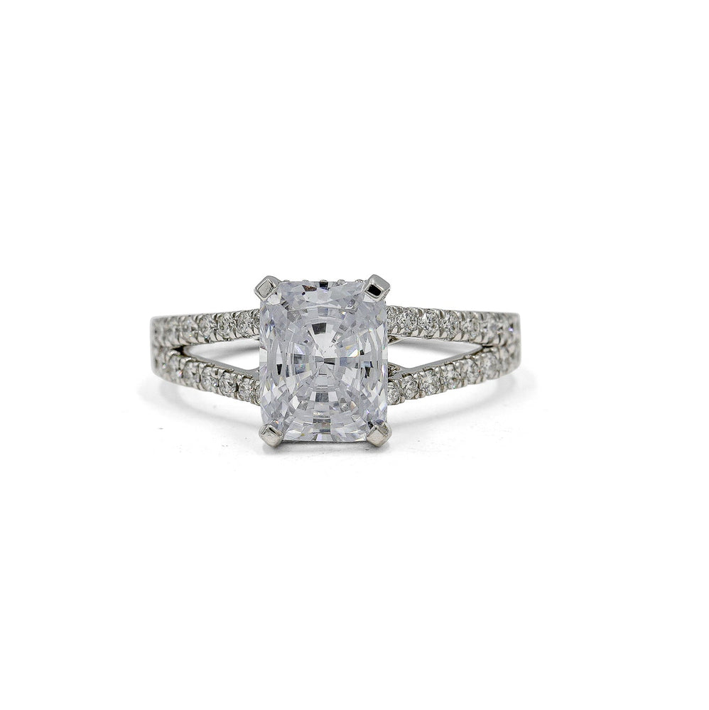 14ky .45ctw Oval Pave Hidden Halo Split Shank Diamond Ring