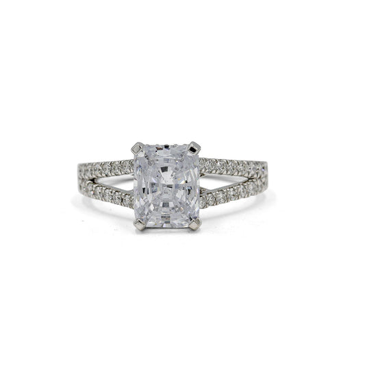 14ky .45ctw Oval Pave Hidden Halo Split Shank Diamond Ring