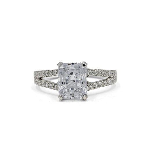 14ky .45ctw Oval Pave Hidden Halo Split Shank Diamond Ring