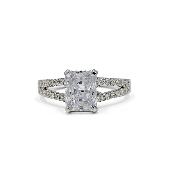 14ky .45ctw Oval Pave Hidden Halo Split Shank Diamond Ring
