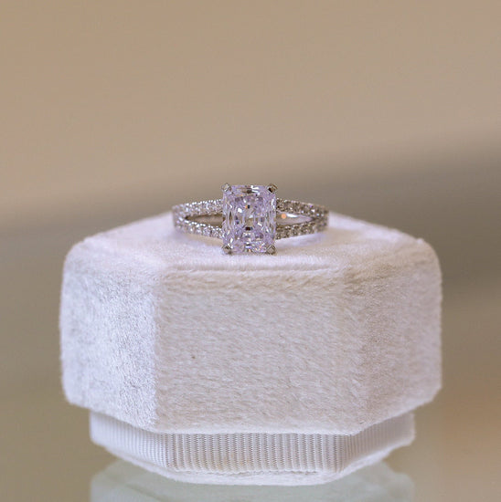 14ky .45ctw Oval Pave Hidden Halo Split Shank Diamond Ring