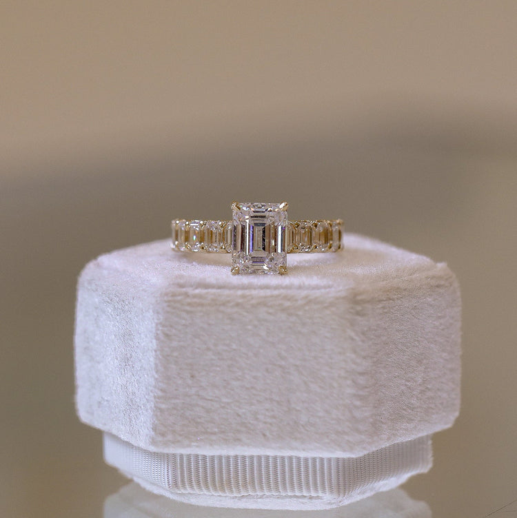 14ky 2.20ctw Lab Emerald-Cut Prong Set Anniversary Diamond Band