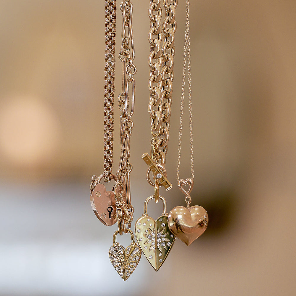 14kt Vintage Puff Heart Necklace