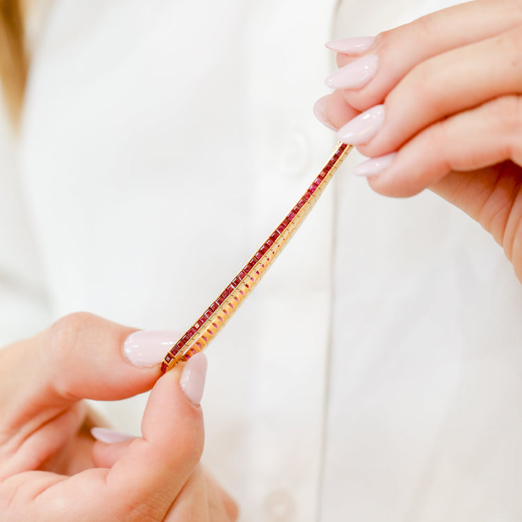 14ky 4.95ctw Ruby Tennis Bracelet