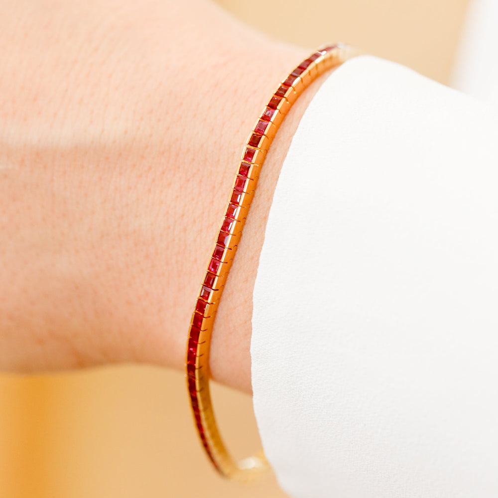 14ky 4.95ctw Ruby Tennis Bracelet