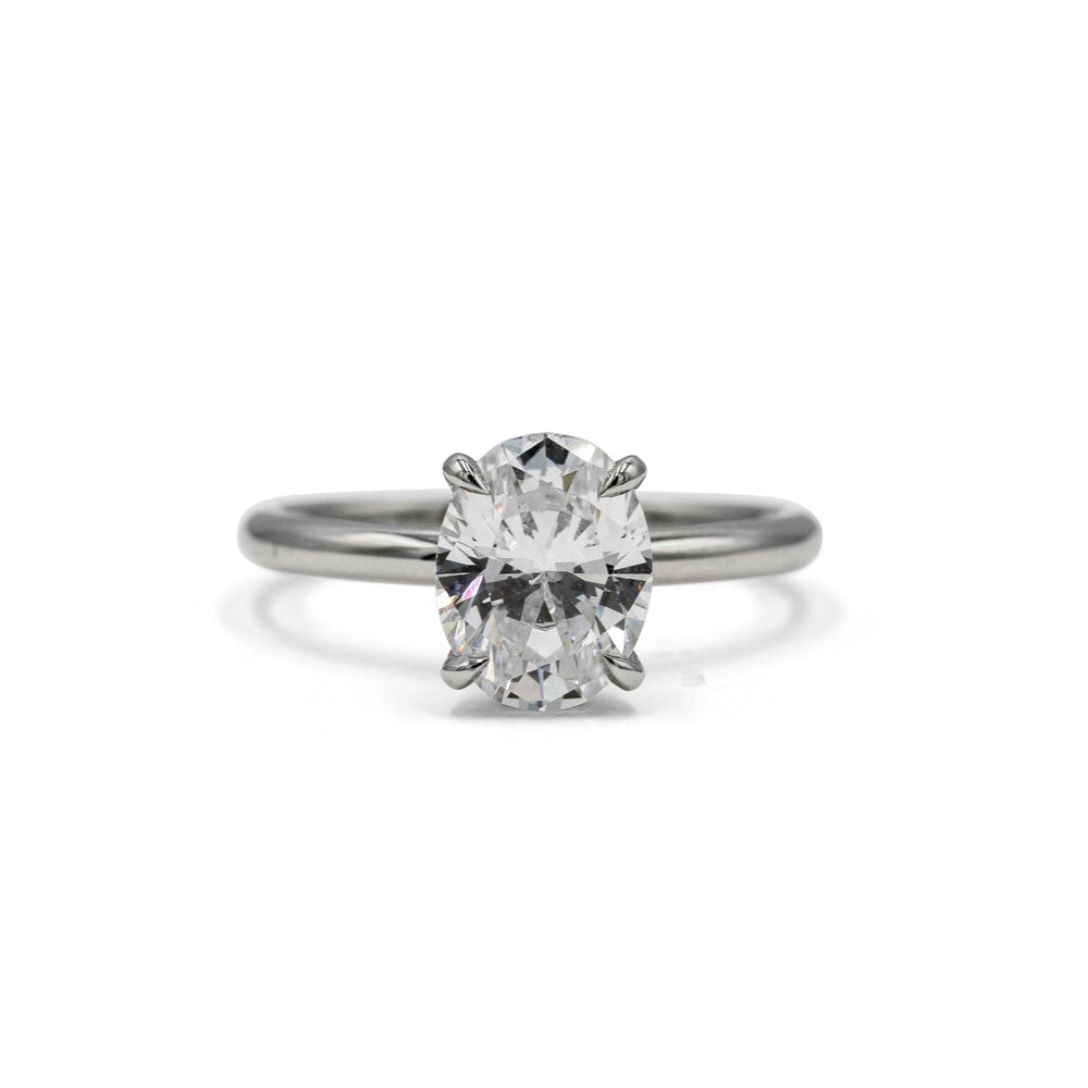 2025 Platinum Oval-Shaped Hidden Halo Solitaire Ring