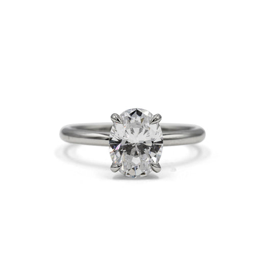 2025 Platinum Oval-Shaped Hidden Halo Solitaire Ring