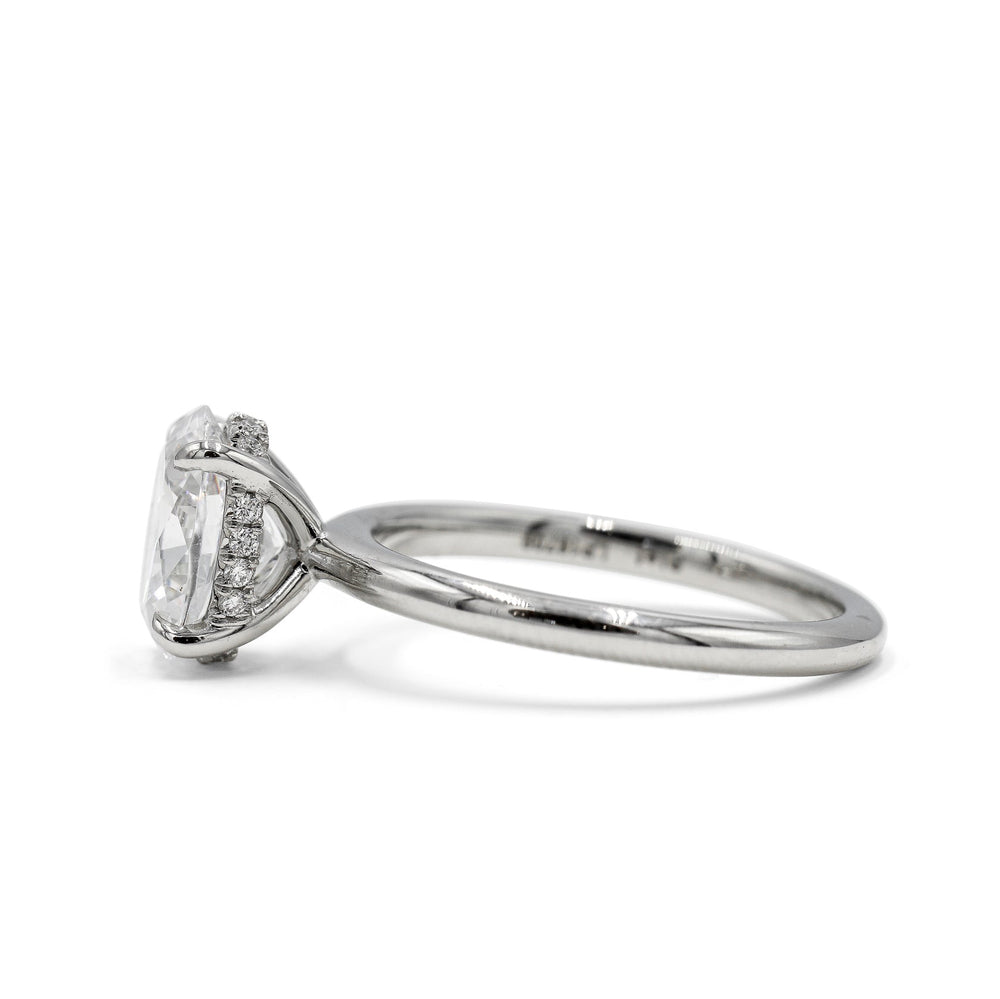 2025 Platinum Oval-Shaped Hidden Halo Solitaire Ring