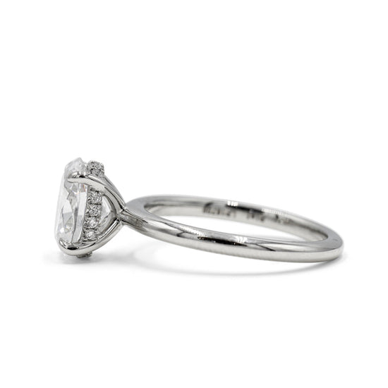 2025 Platinum Oval-Shaped Hidden Halo Solitaire Ring