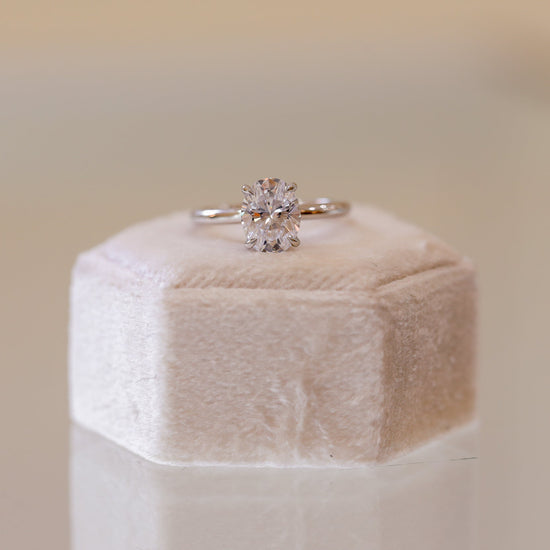 2025 Platinum Oval-Shaped Hidden Halo Solitaire Ring
